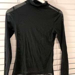 Mesh black mock-neck top